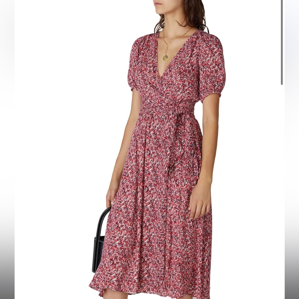 Ba&Sh Noemie Wrap Floral Midi Dress - Size L / Us 10